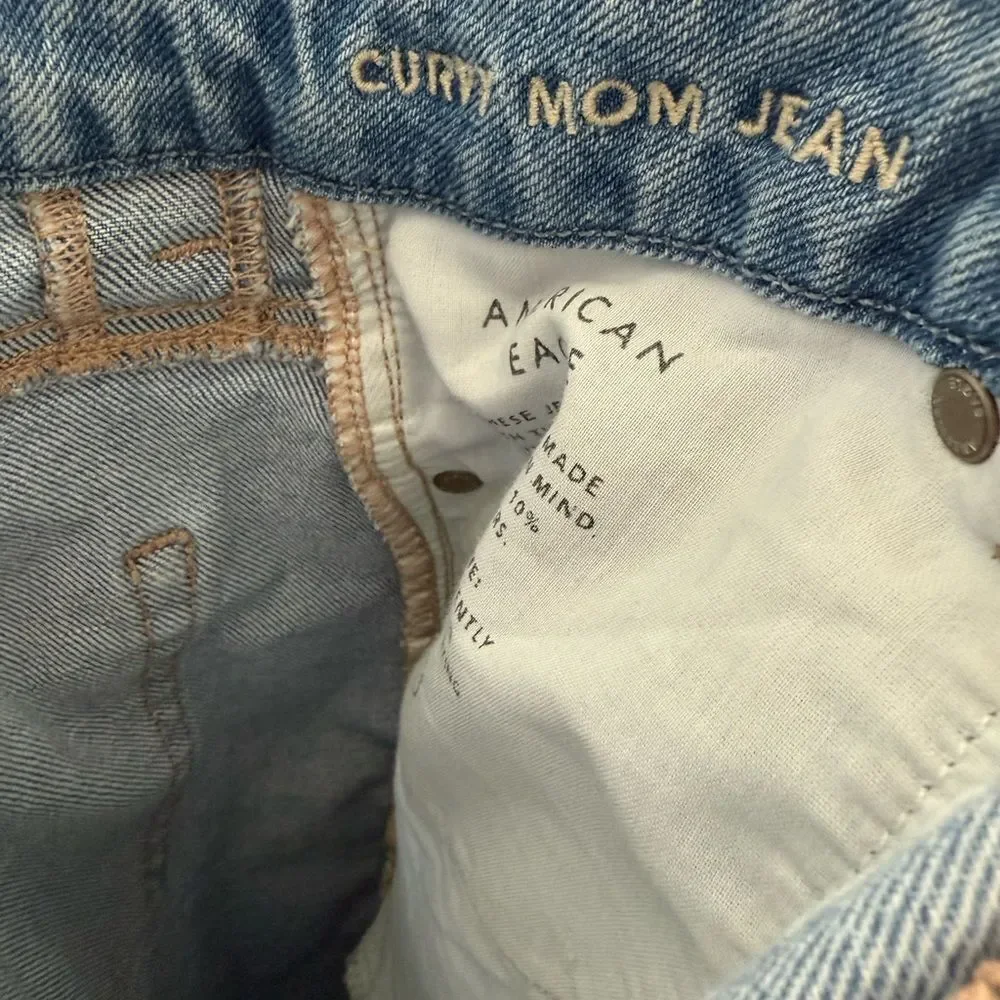 AE Strigid Curvy Ripped Mom Jeans